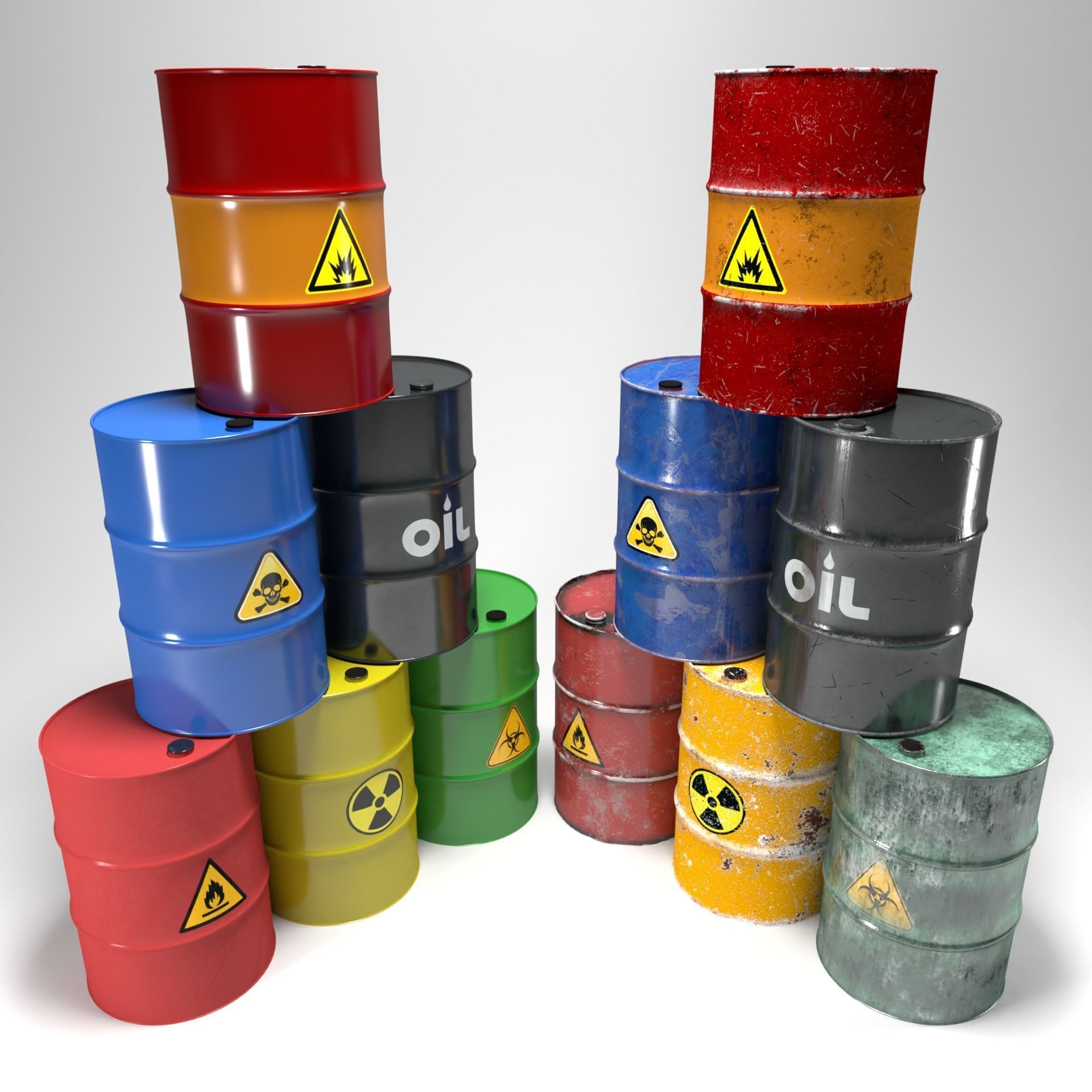 Full Barrels Collection Low-poly 3D model_1