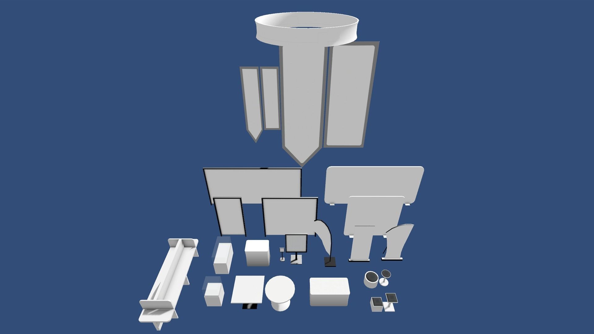 Expo Hall Low-poly 3D model_8