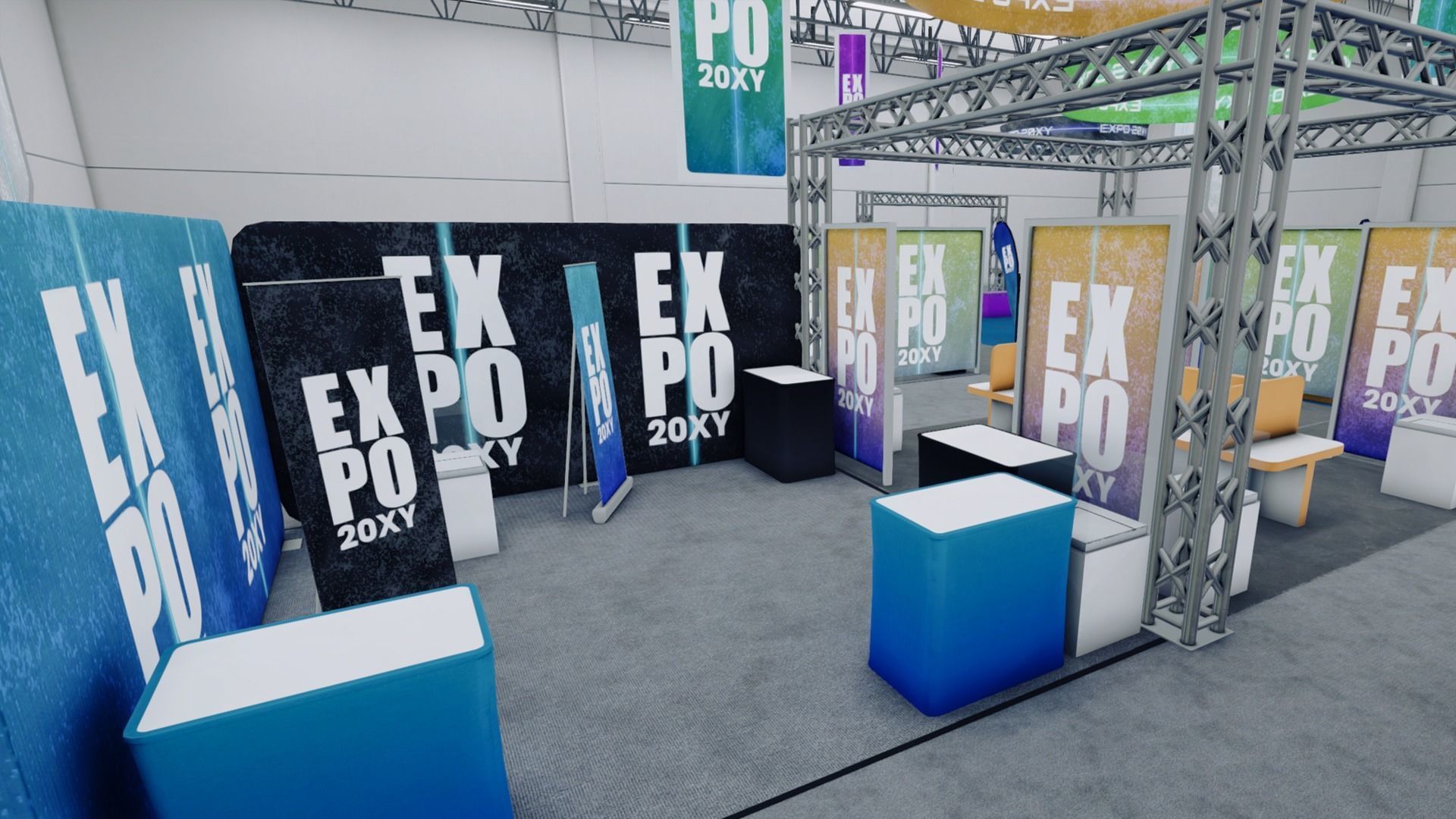 Expo Hall Low-poly 3D model_3