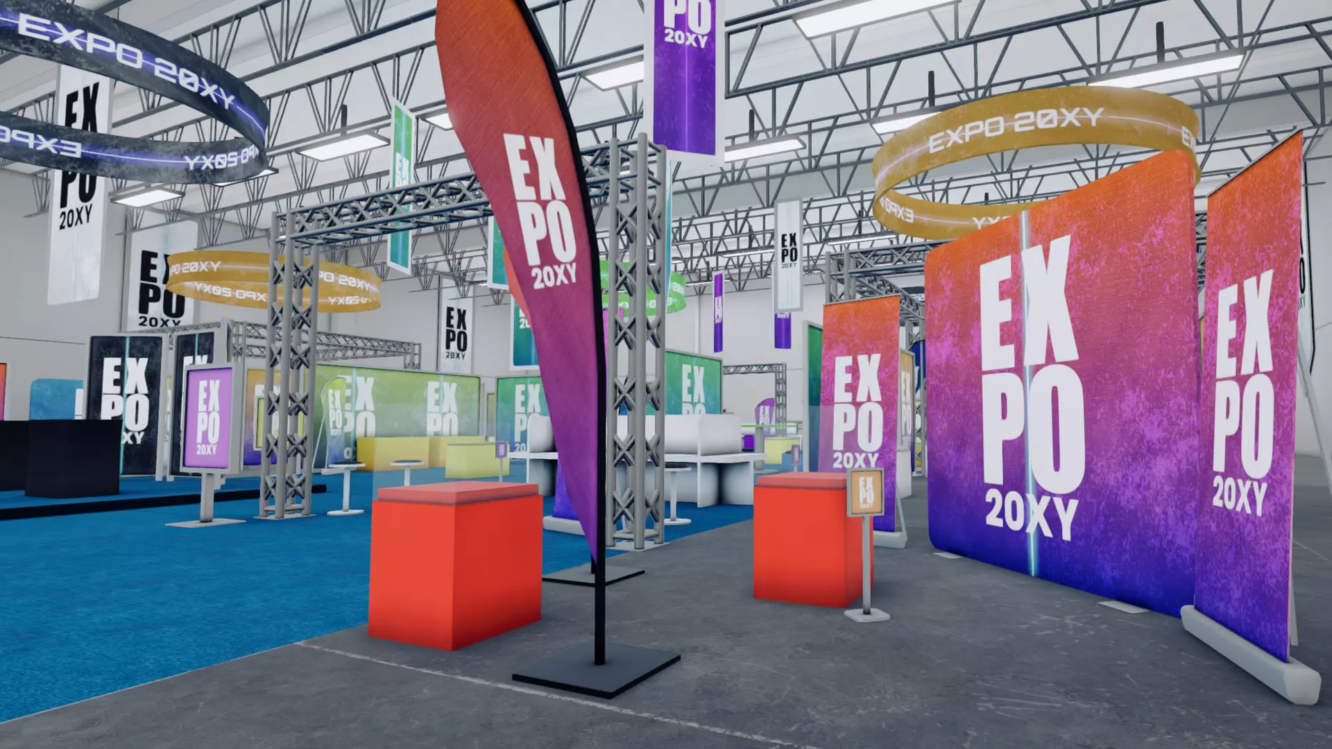 Expo Hall Low-poly 3D model_0