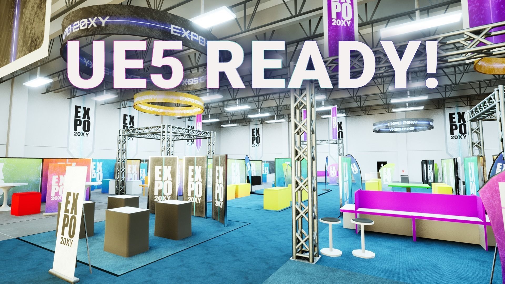 Expo Hall Low-poly 3D model_5