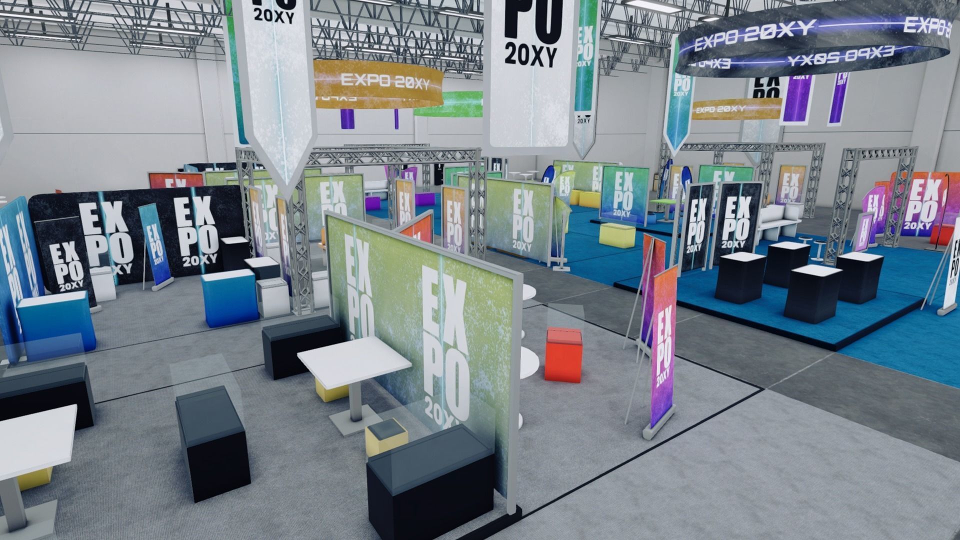 Expo Hall Low-poly 3D model_2