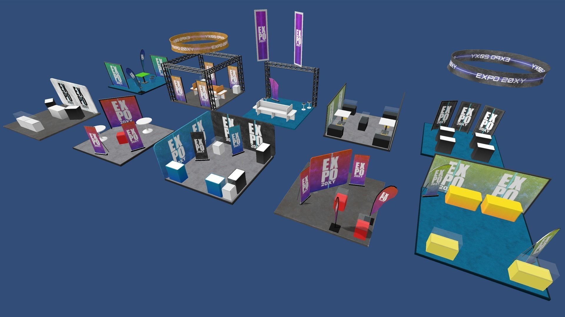 Expo Hall Low-poly 3D model_7