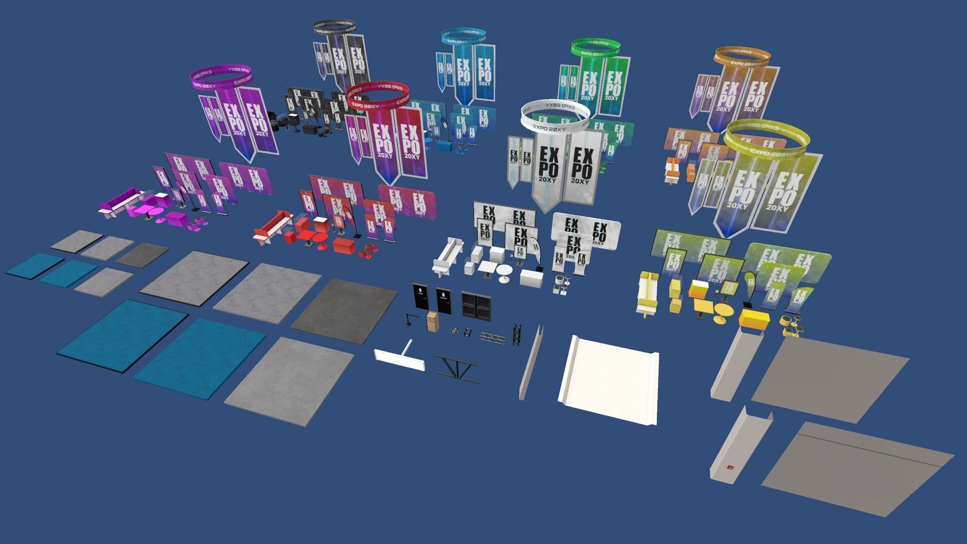 Expo Hall Low-poly 3D model_6