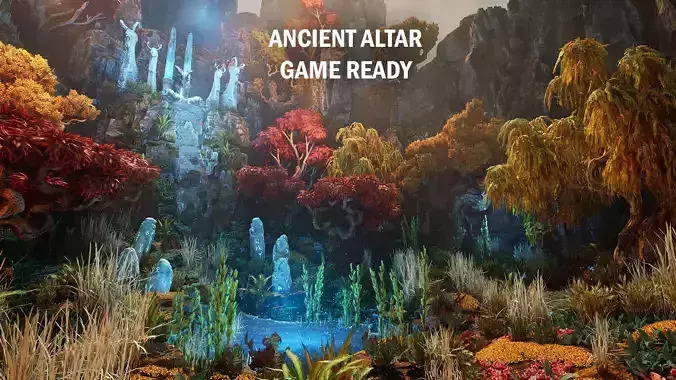 Ancient altar Low-poly 3D model