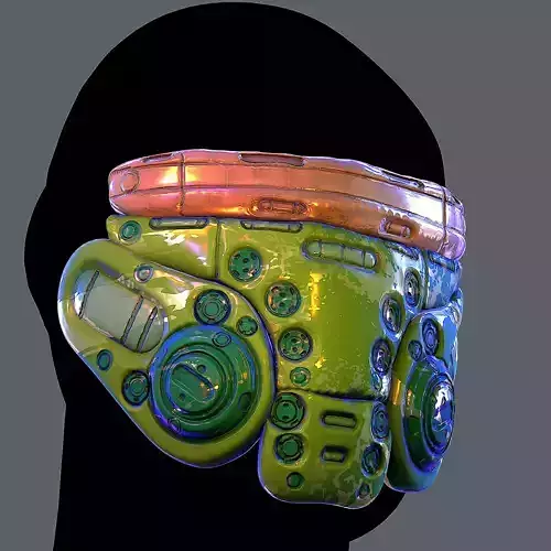 Gas mask helmet 3d model scifi Low-poly 