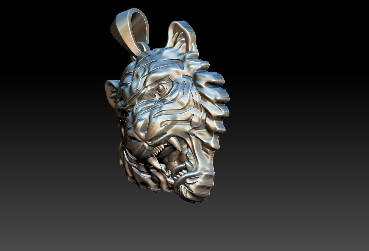 Tiger Head Pendant 3D print model_18