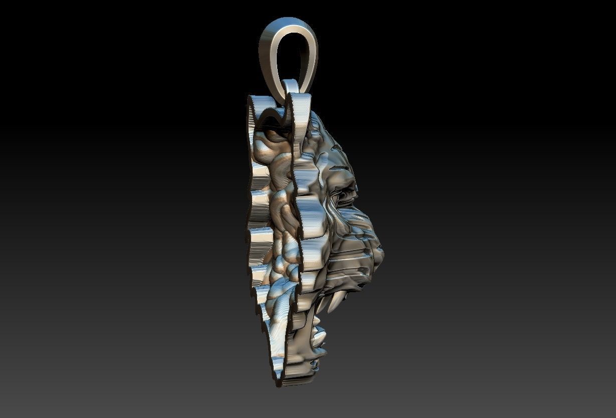 Tiger Head Pendant 3D print model_5