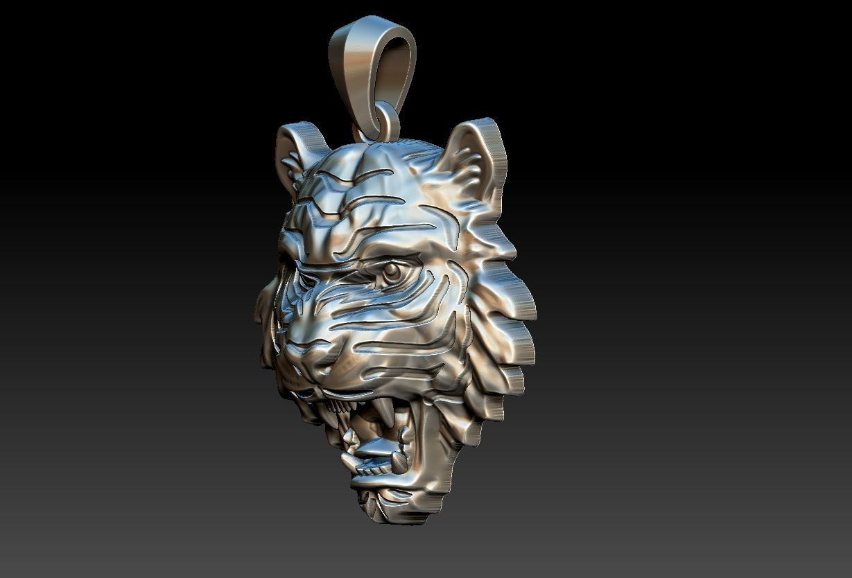 Tiger Head Pendant 3D print model_10