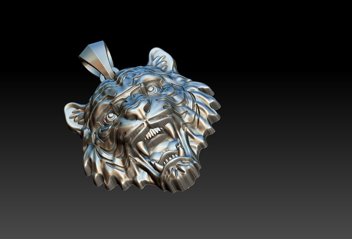 Tiger Head Pendant 3D print model_16