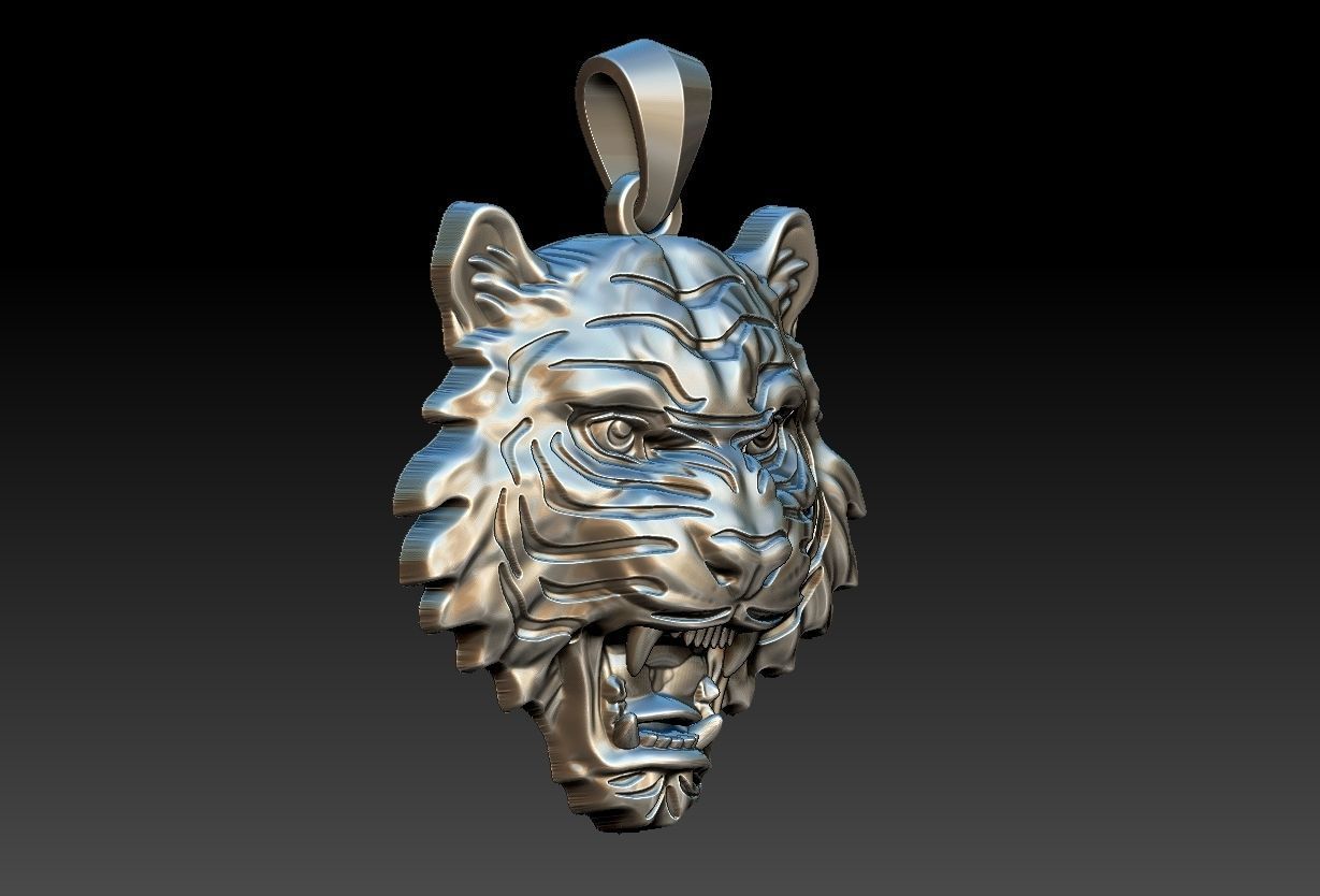 Tiger Head Pendant 3D print model_2