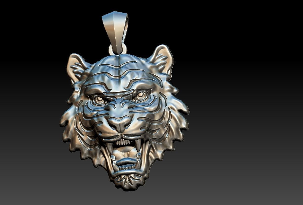 Tiger Head Pendant 3D print model_11