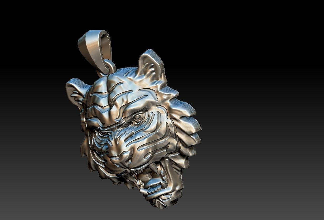 Tiger Head Pendant 3D print model_15