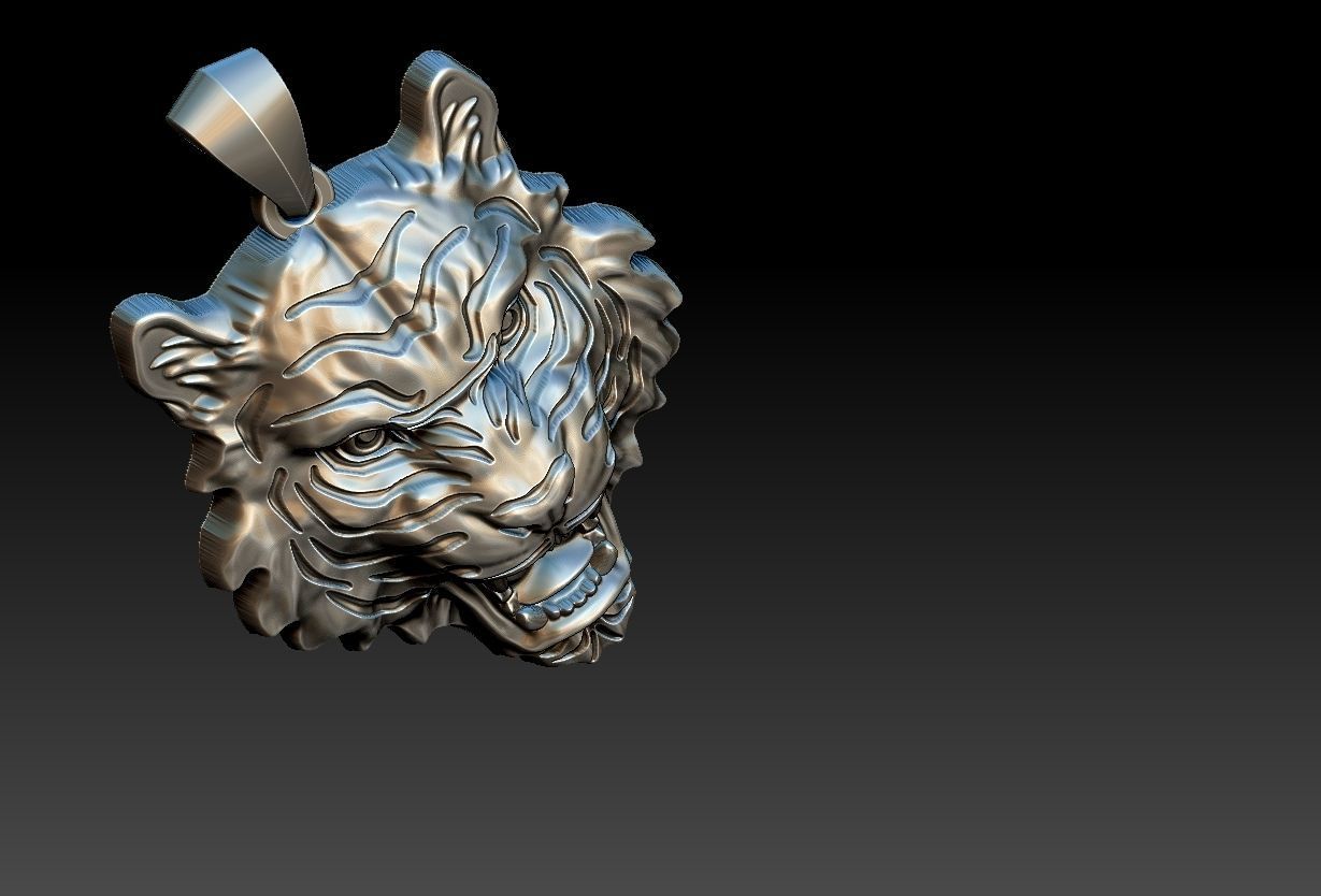 Tiger Head Pendant 3D print model_20