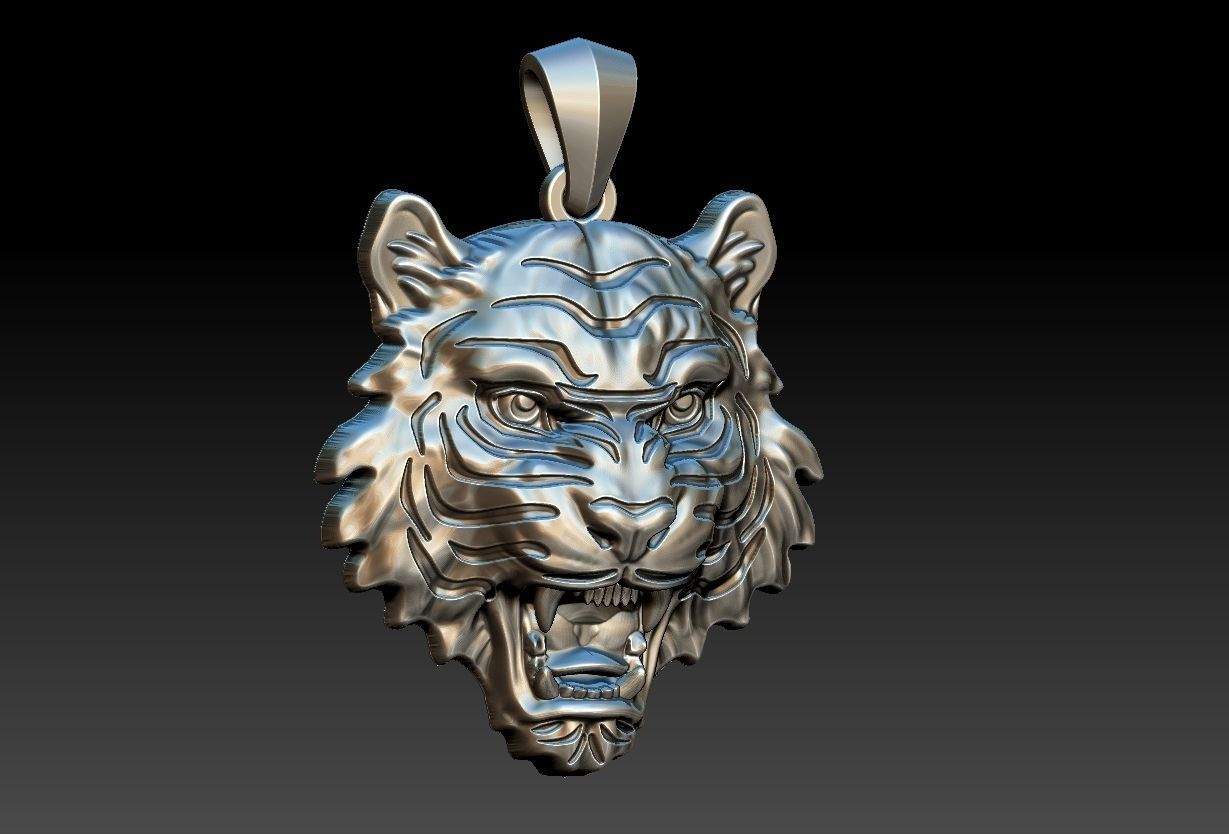 Tiger Head Pendant 3D print model_1