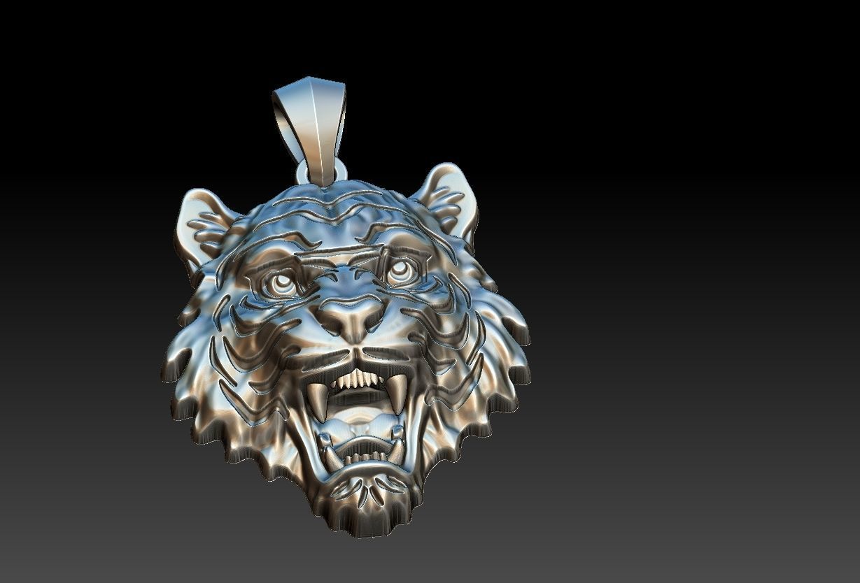 Tiger Head Pendant 3D print model_12