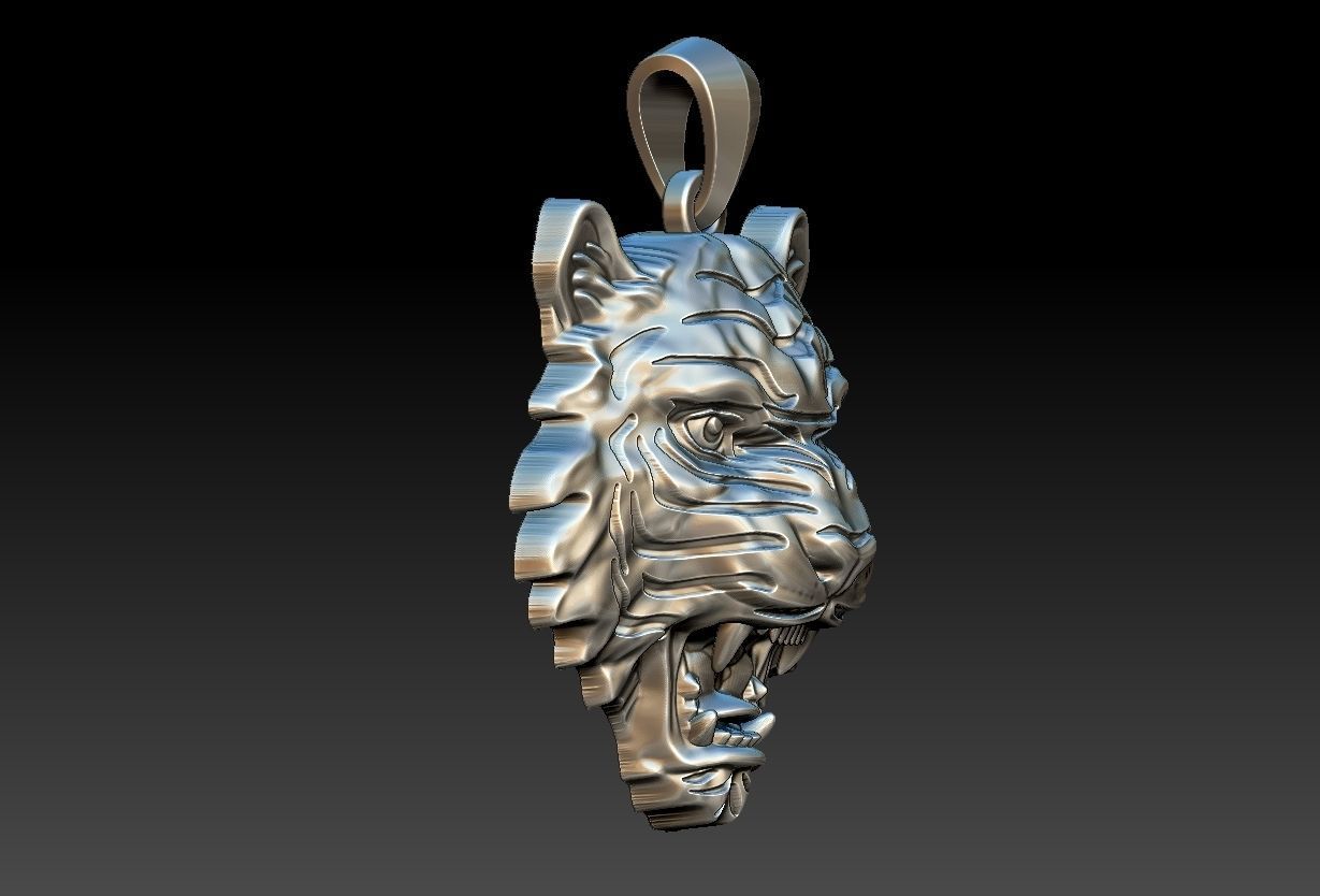 Tiger Head Pendant 3D print model_3