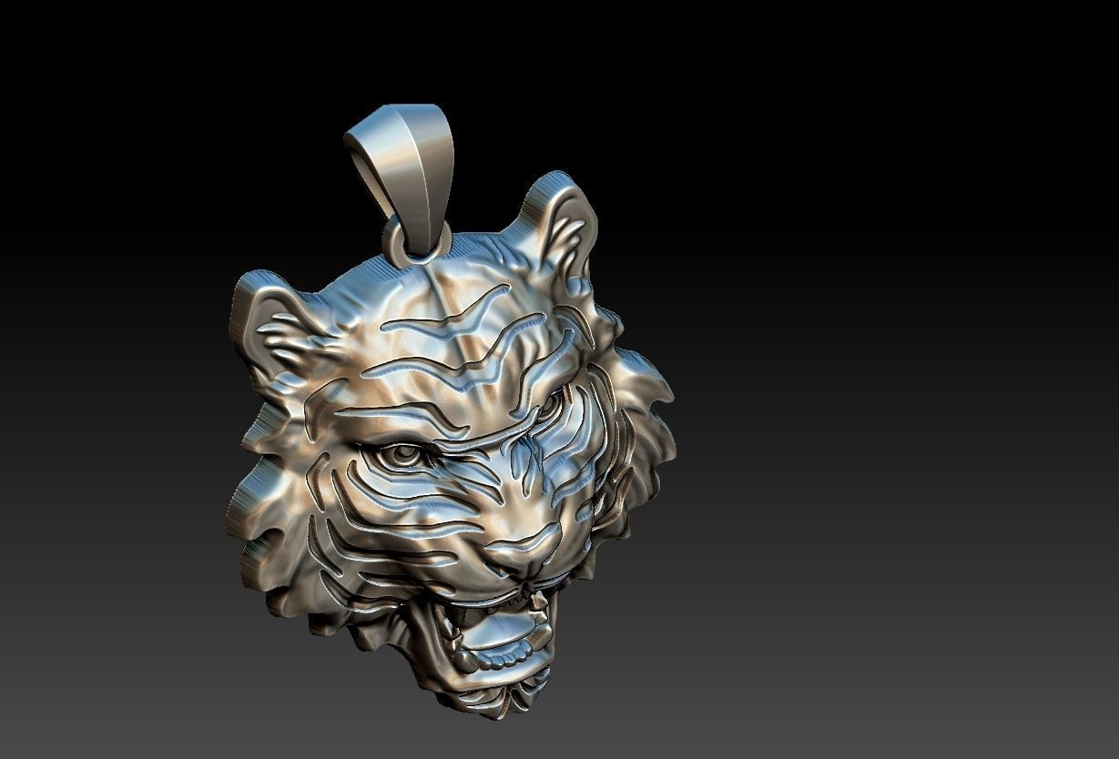 Tiger Head Pendant 3D print model_13