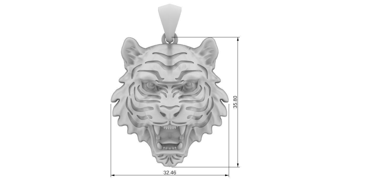 Tiger Head Pendant 3D print model_14