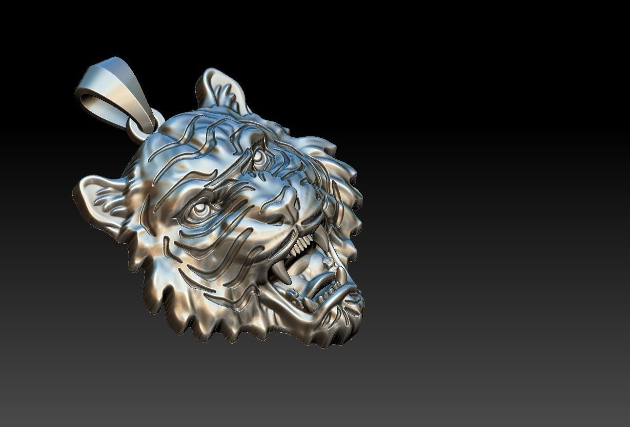 Tiger Head Pendant 3D print model_17