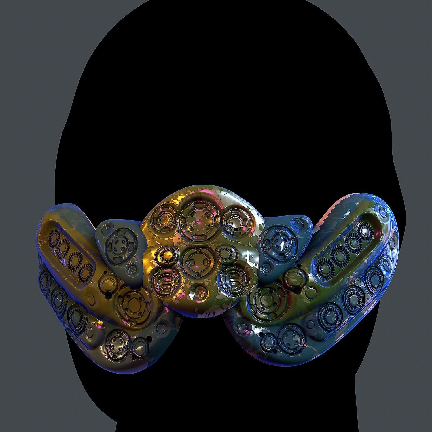 Gas mask helmet 3d model scifi Low-poly Low-poly 3D model_4