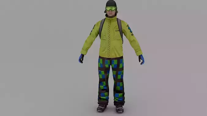 Snowboarder person with backpack