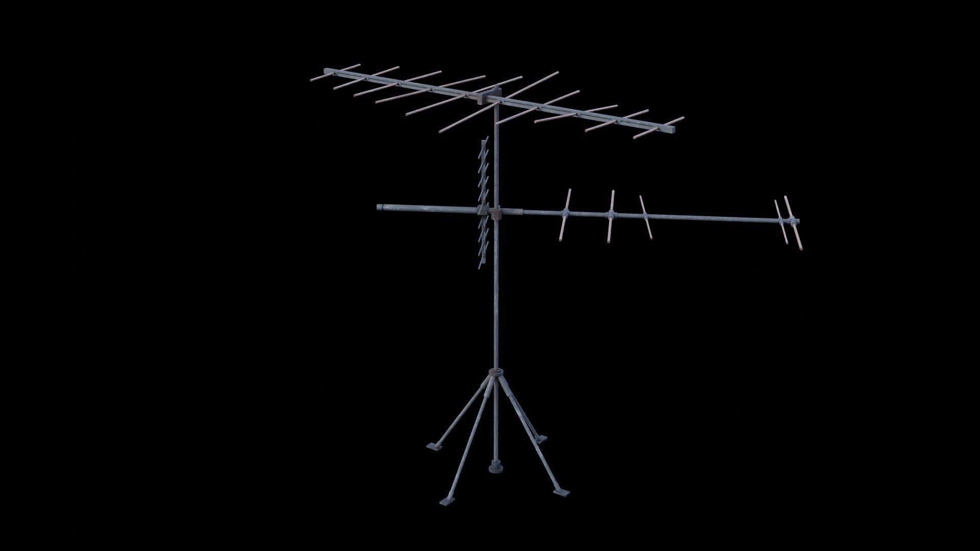 Scifi Small Antenna and Radio Dish Pack Low-poly 3D model_4