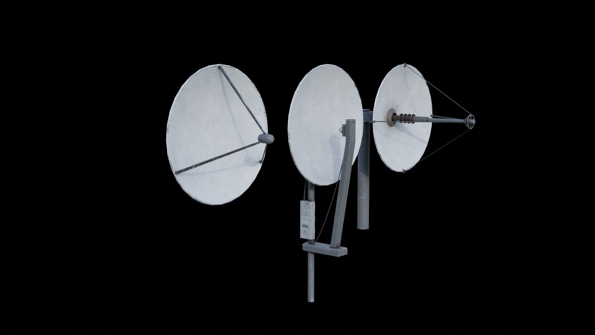 Scifi Small Antenna and Radio Dish Pack Low-poly 3D model_9
