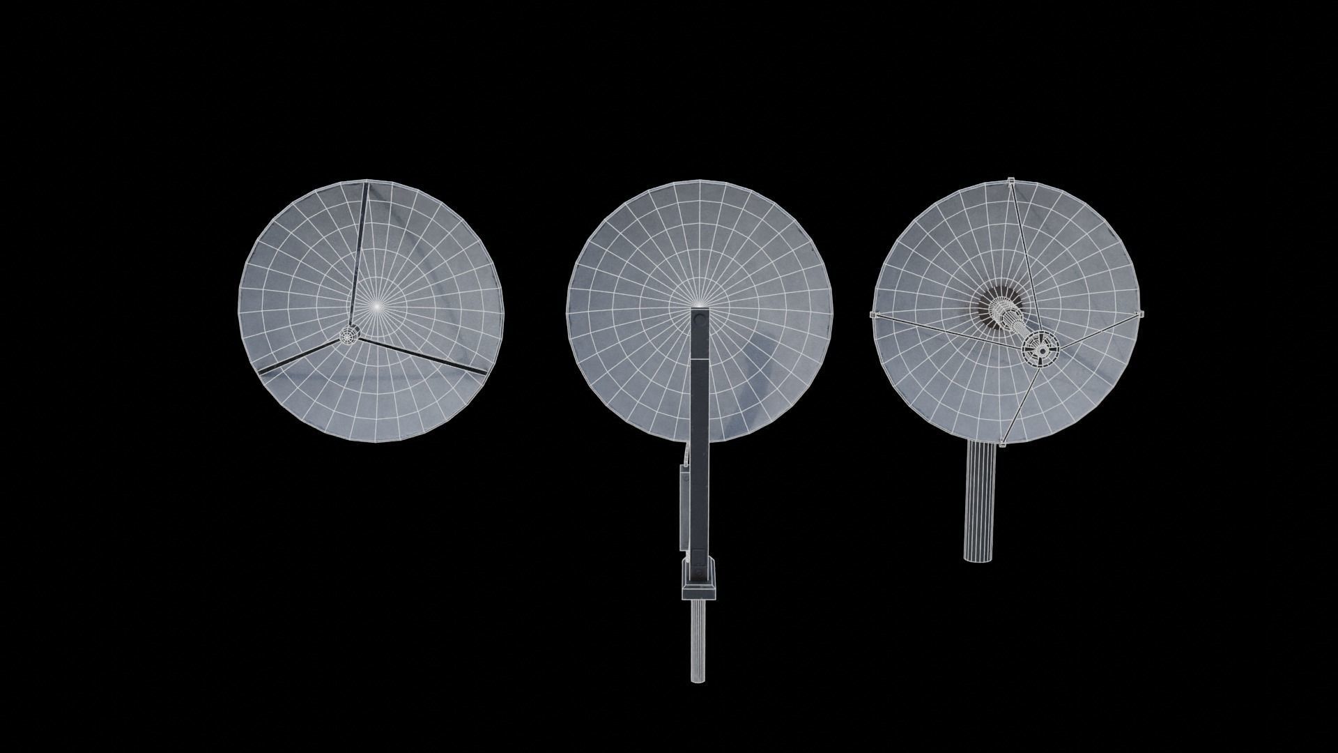 Scifi Small Antenna and Radio Dish Pack Low-poly 3D model_11