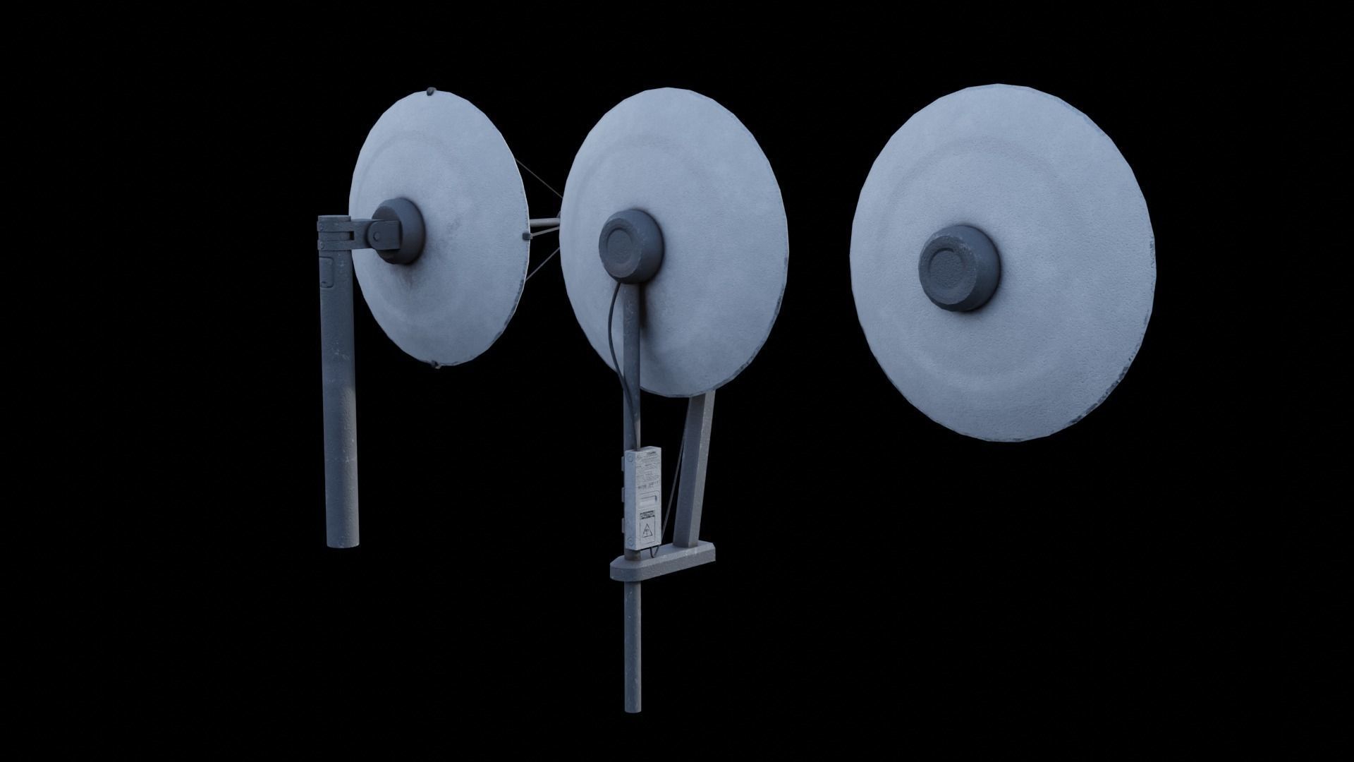 Scifi Small Antenna and Radio Dish Pack Low-poly 3D model_12