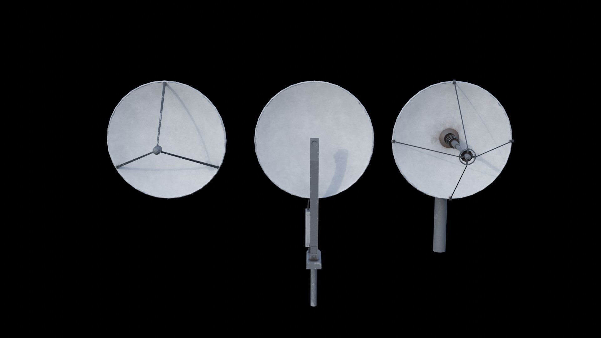 Scifi Small Antenna and Radio Dish Pack Low-poly 3D model_10