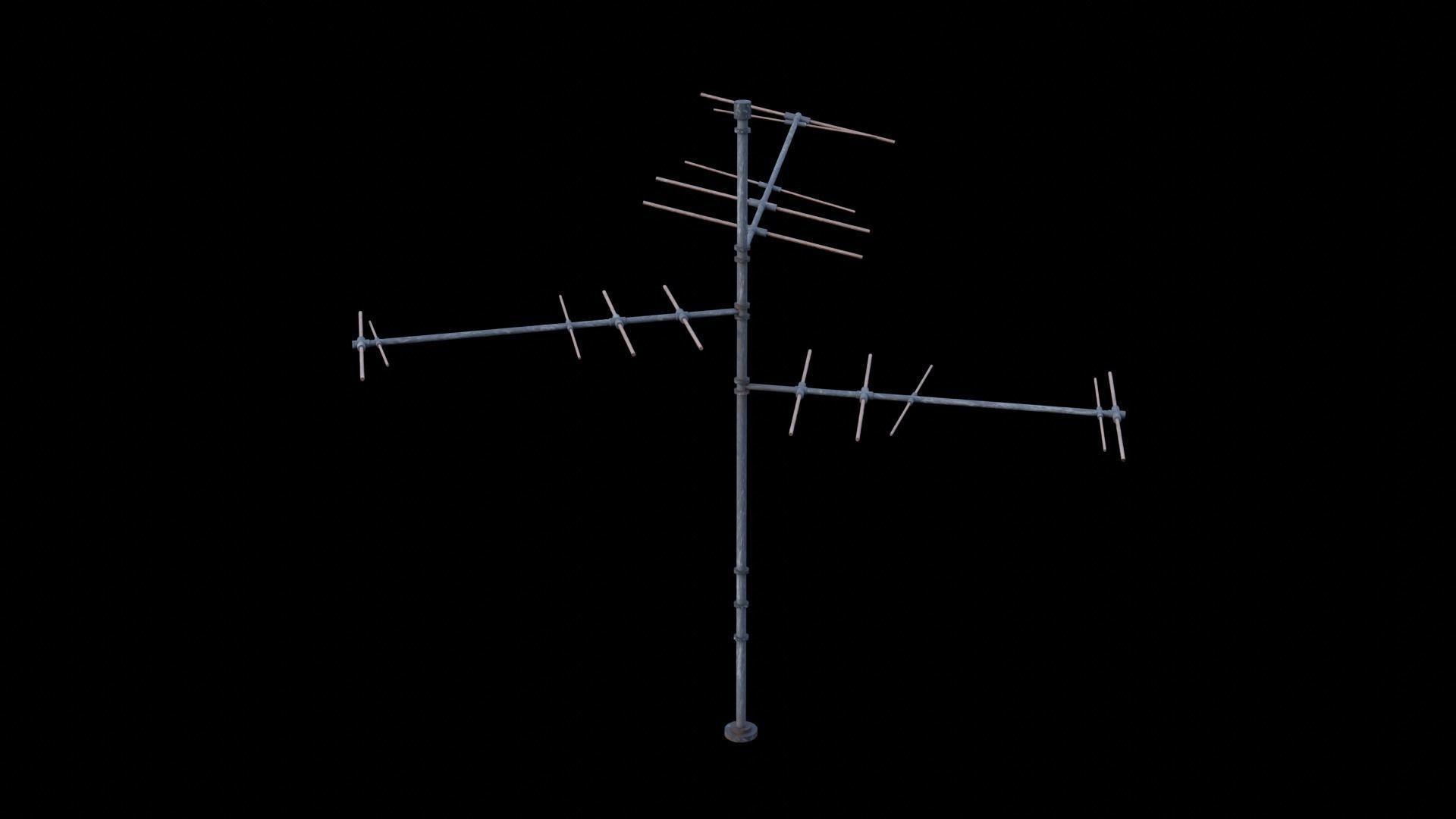 Scifi Small Antenna and Radio Dish Pack Low-poly 3D model_7