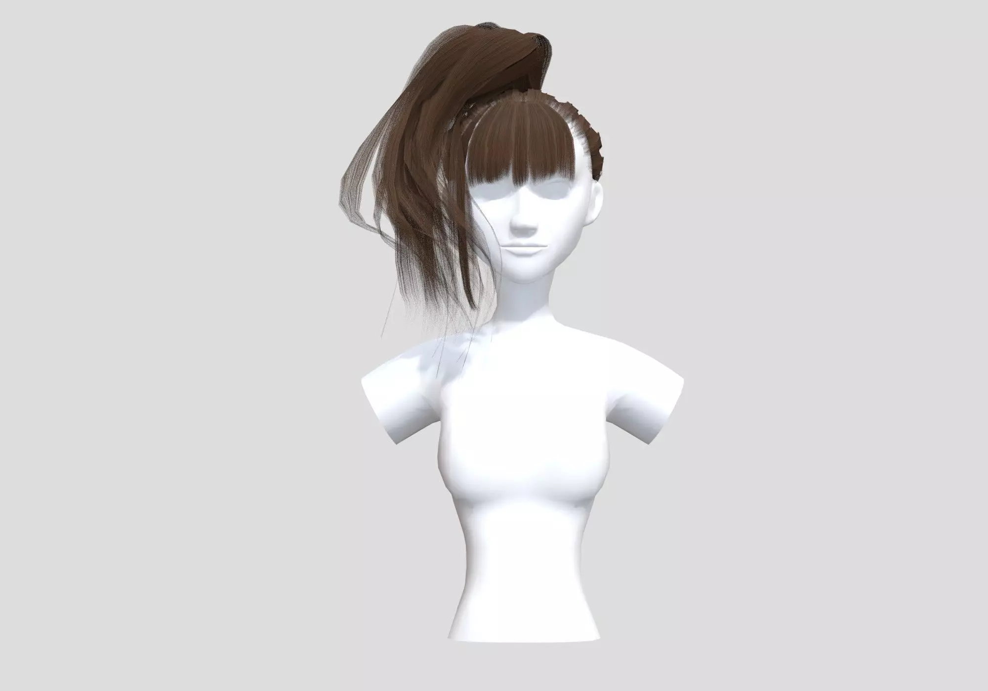 Wavy Pigtail Hairstyle 3D model_0