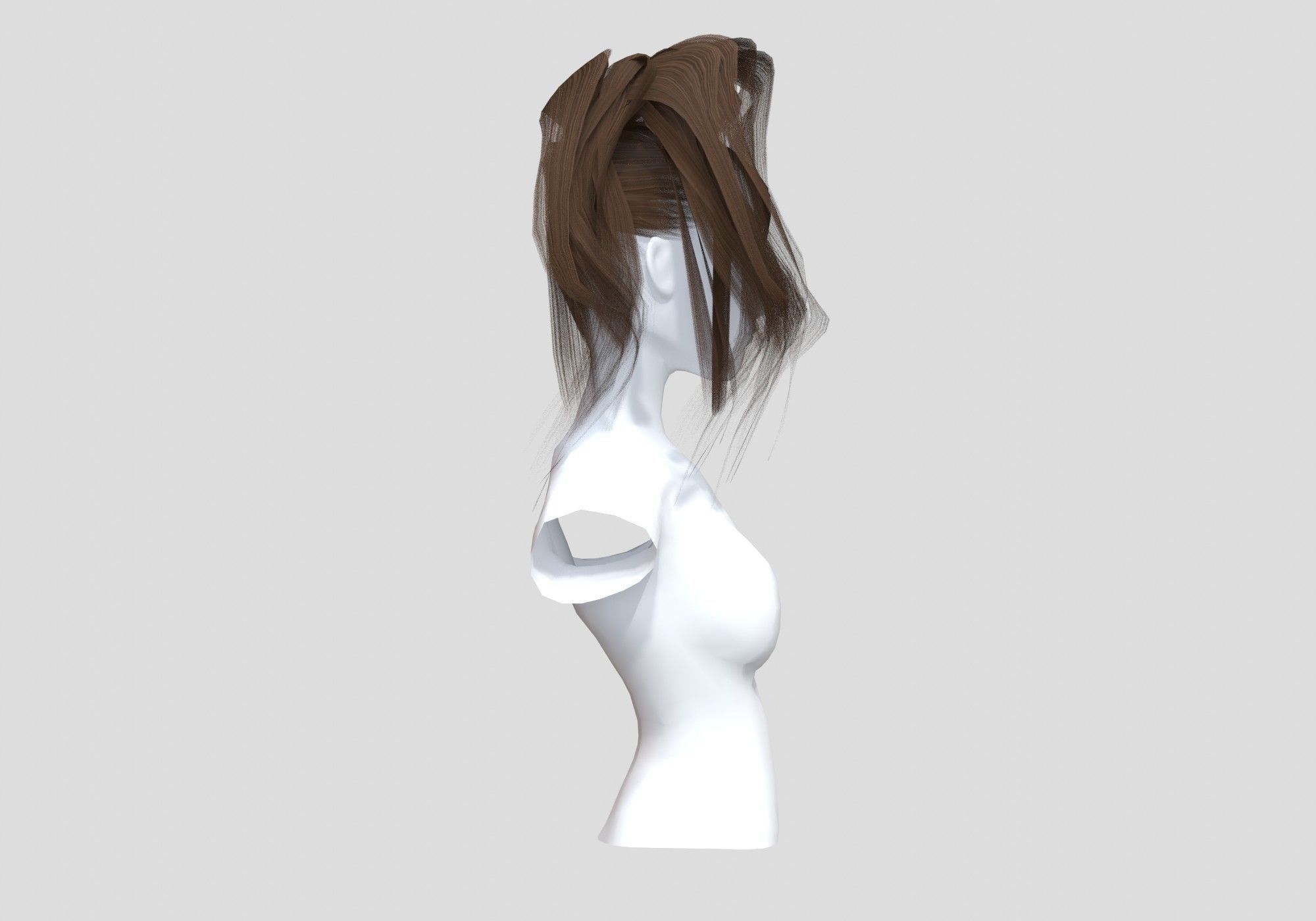 Wavy Pigtail Hairstyle 3D model_2