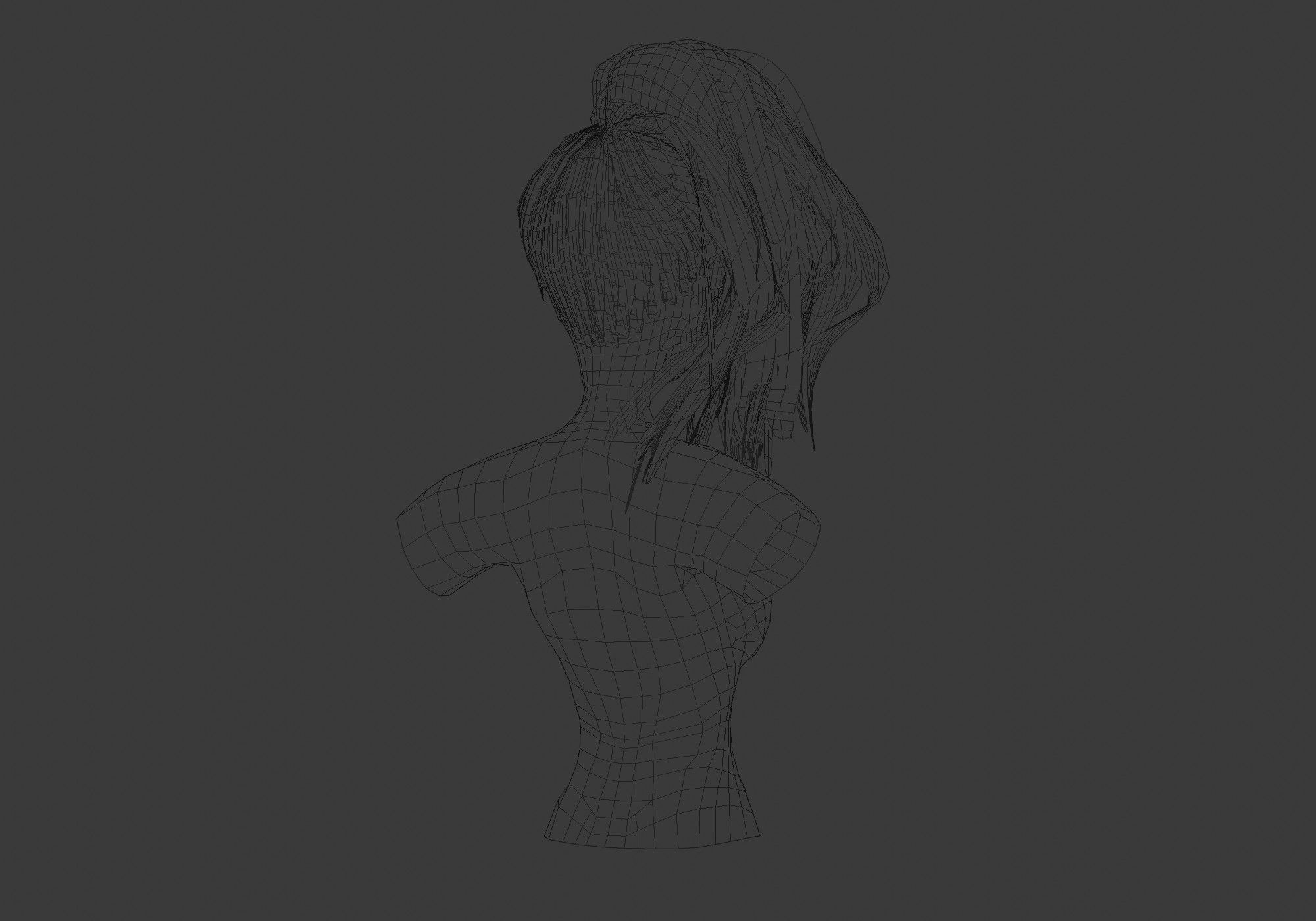 Wavy Pigtail Hairstyle 3D model_8