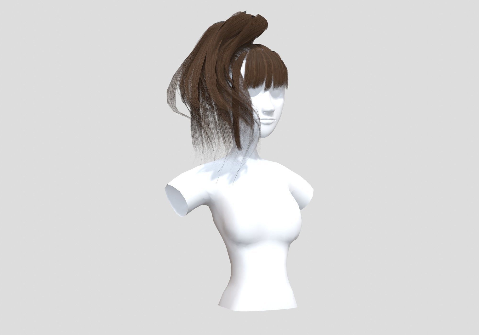 Wavy Pigtail Hairstyle 3D model_1