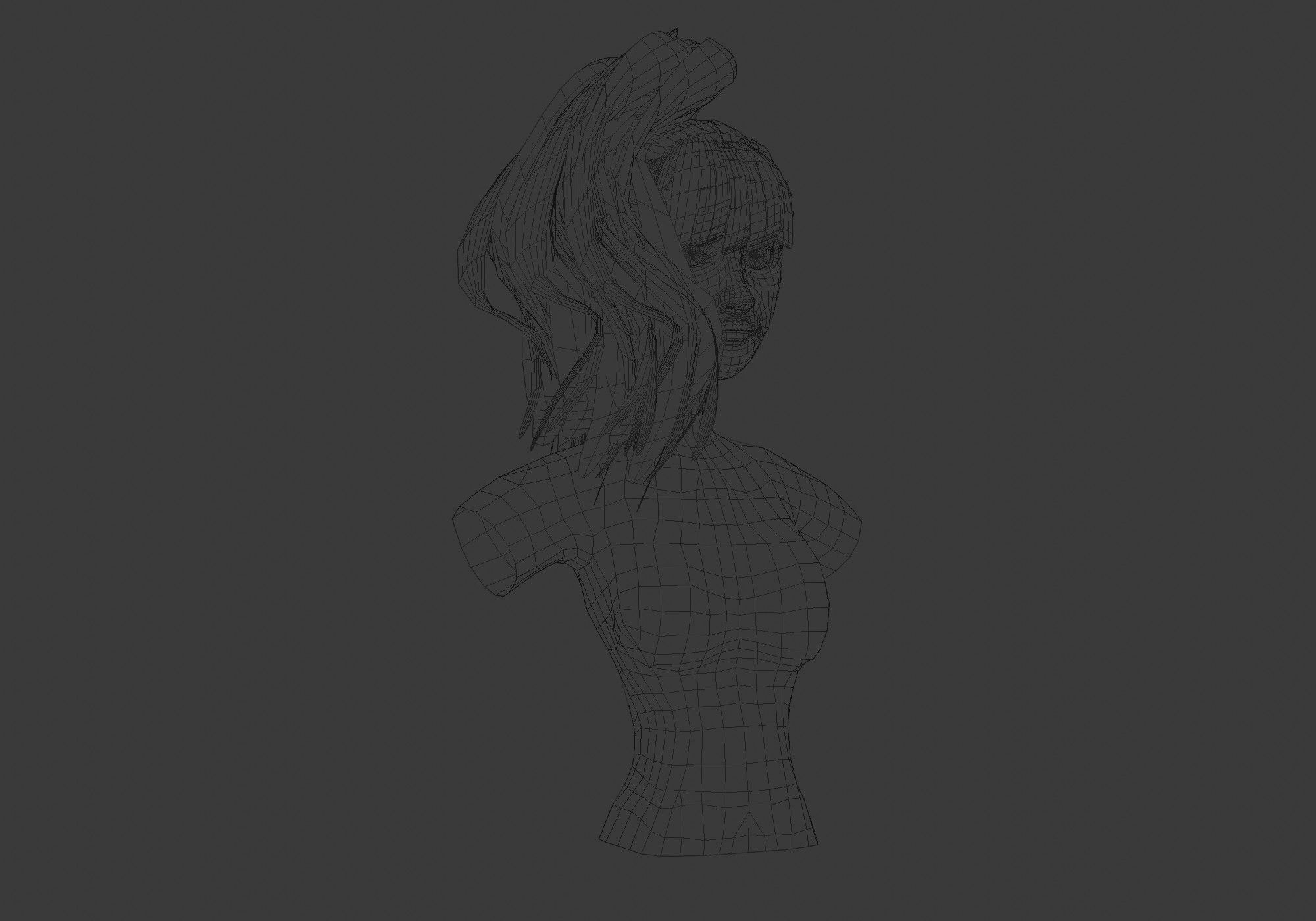 Wavy Pigtail Hairstyle 3D model_6