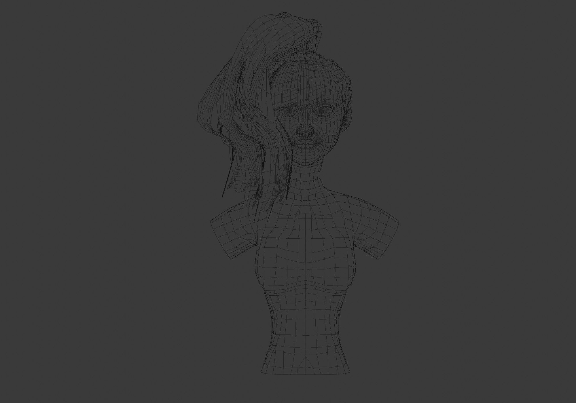 Wavy Pigtail Hairstyle 3D model_5