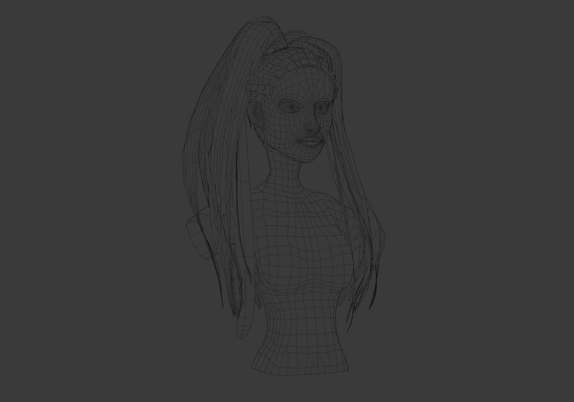 Thin Pigtail Hairstyle  3D model_6