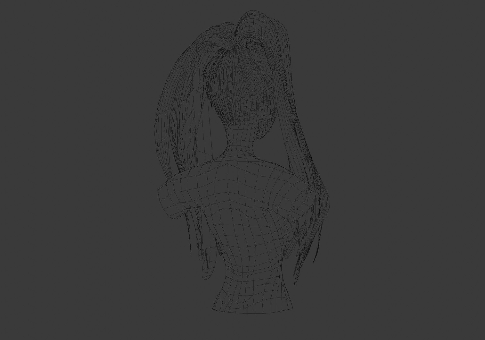 Thin Pigtail Hairstyle  3D model_8