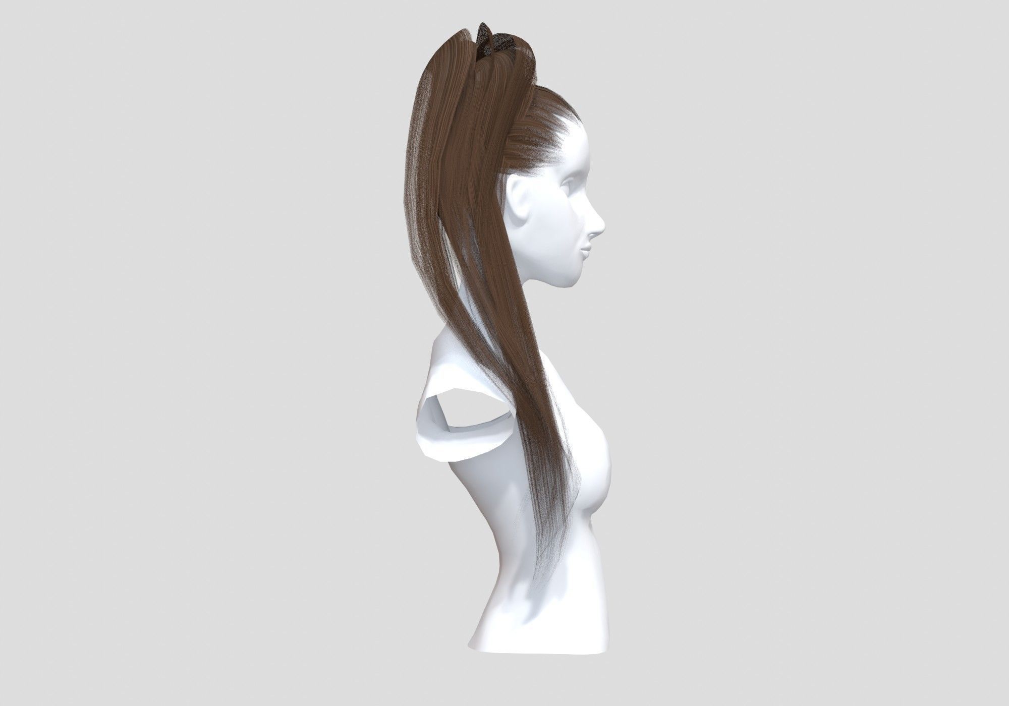 Thin Pigtail Hairstyle  3D model_2