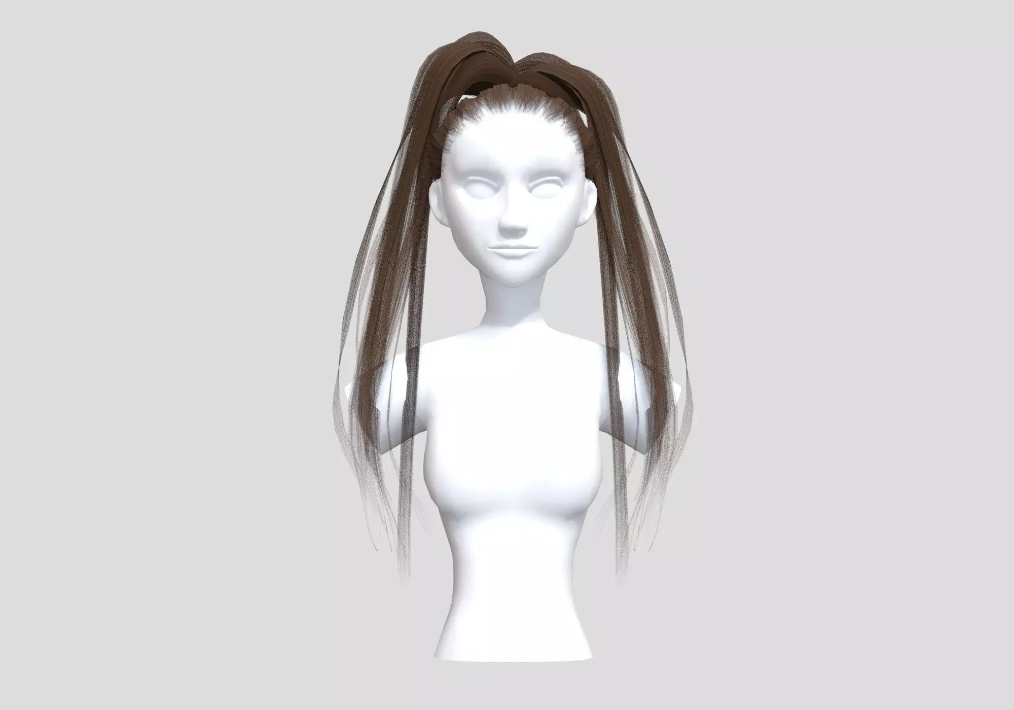Thin Pigtail Hairstyle  3D model_0