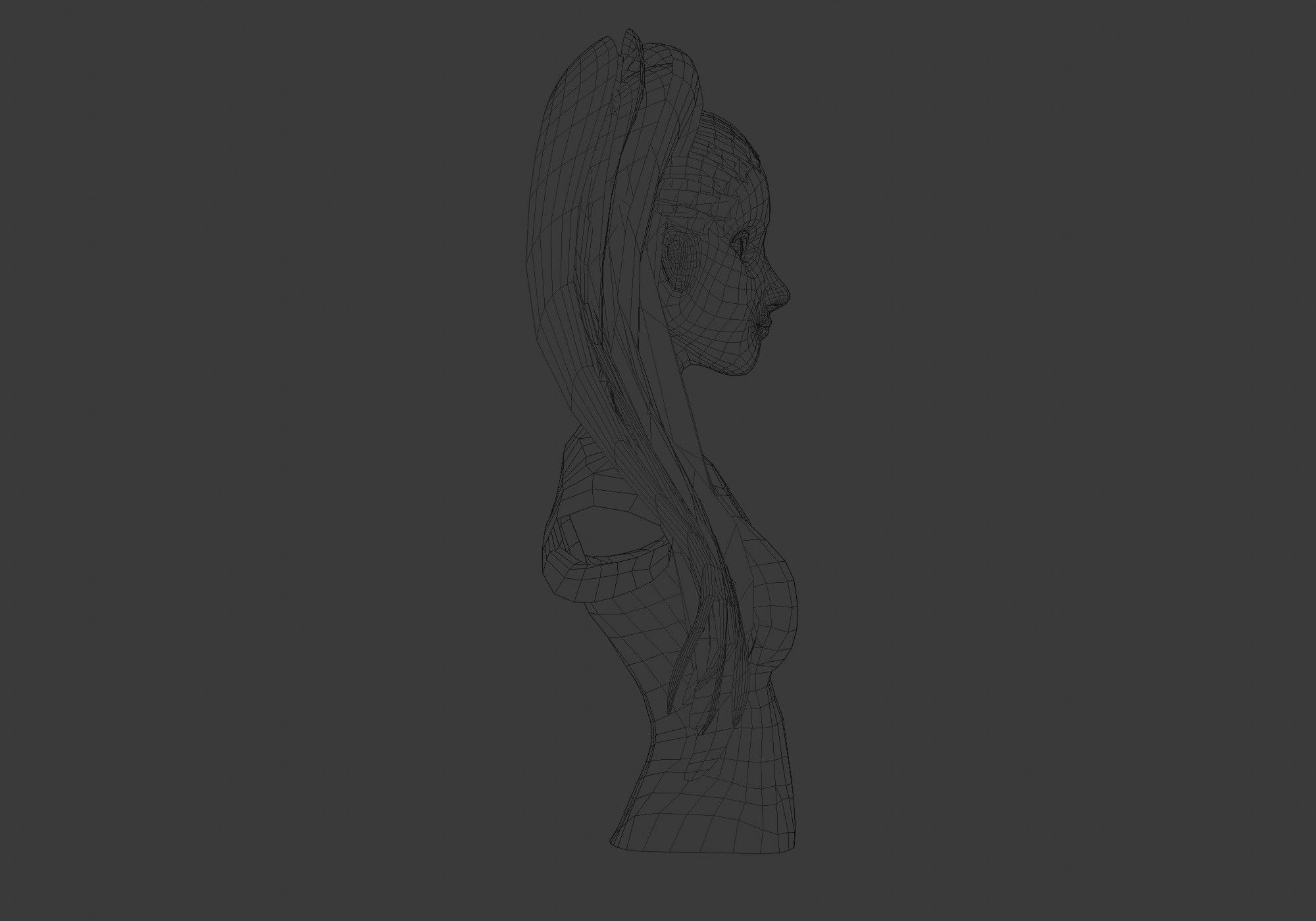 Thin Pigtail Hairstyle  3D model_7