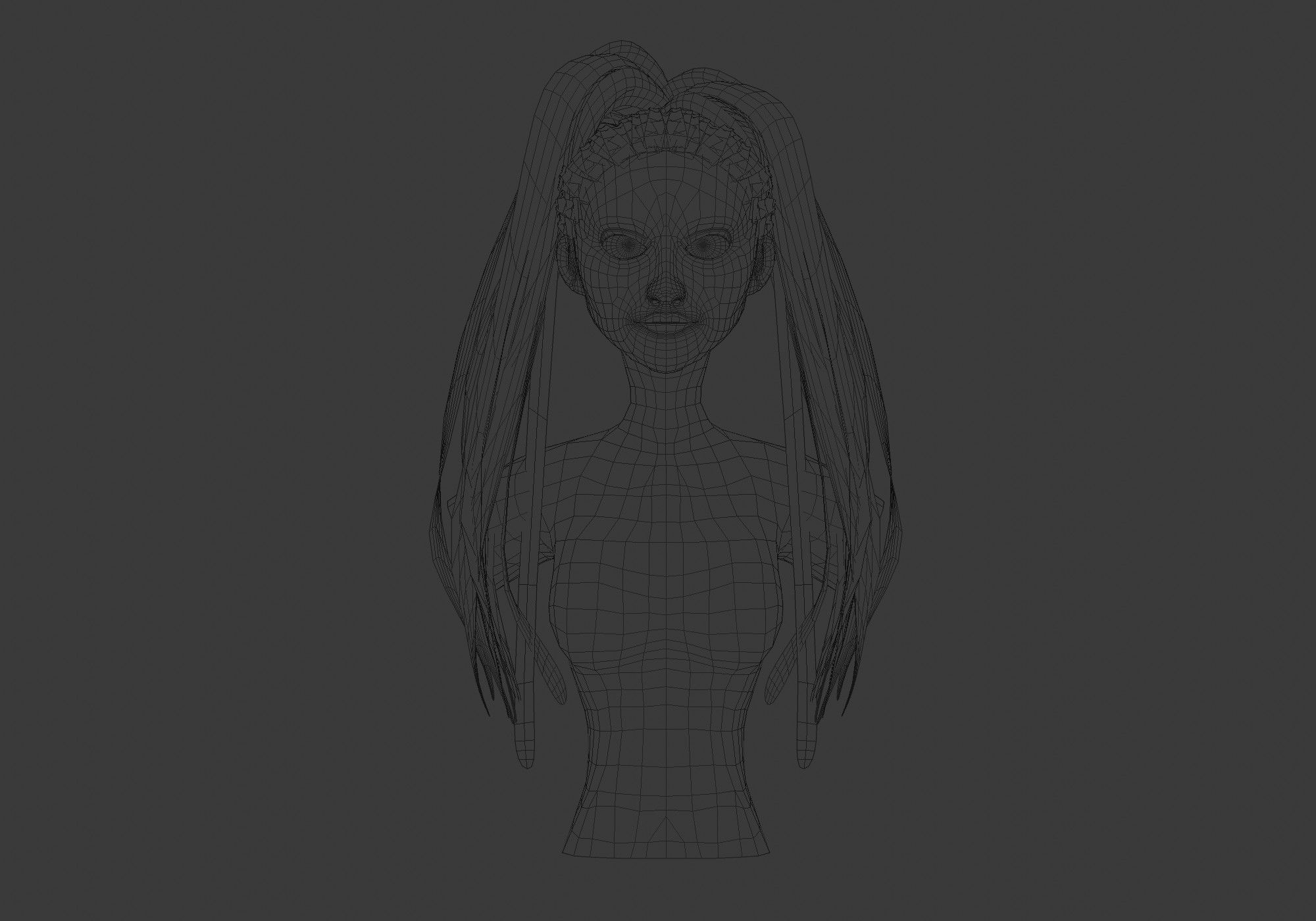 Thin Pigtail Hairstyle  3D model_5