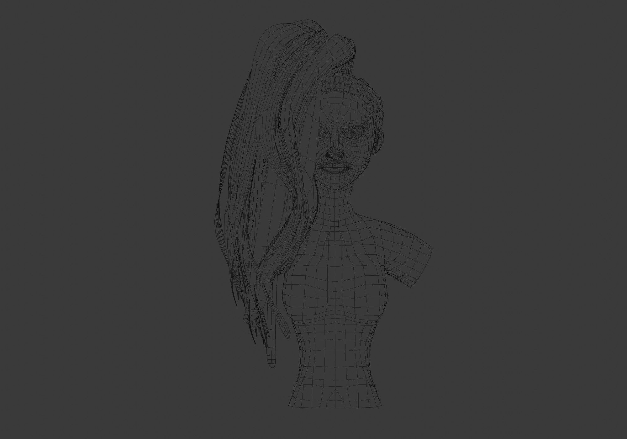 Stylized Female Hairstyle 3D model_5