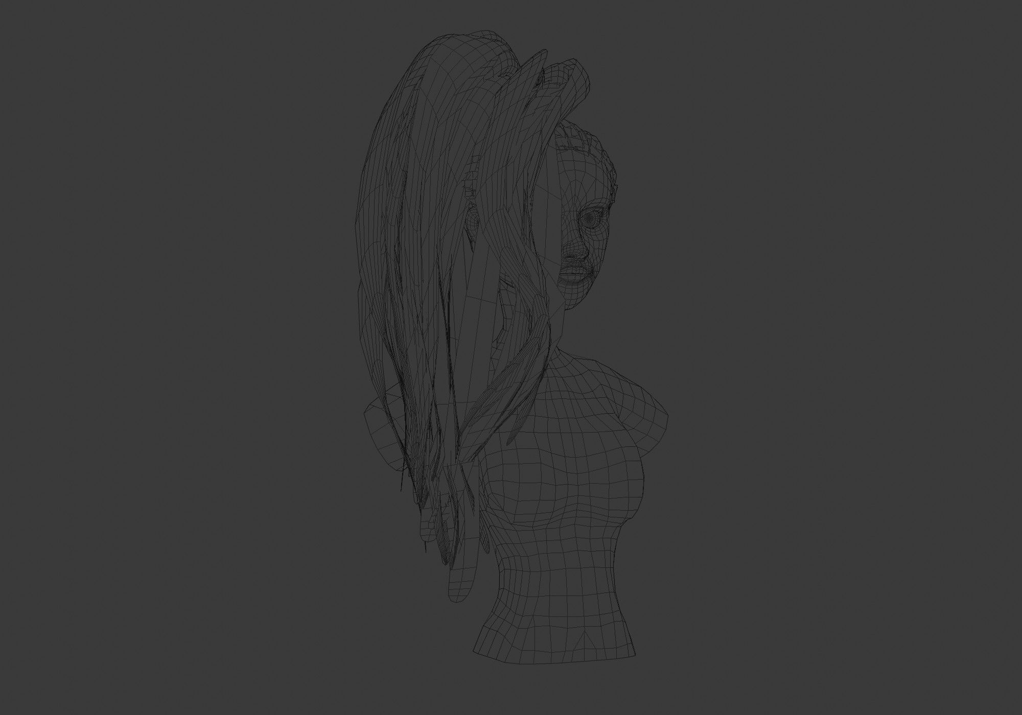 Stylized Female Hairstyle 3D model_6