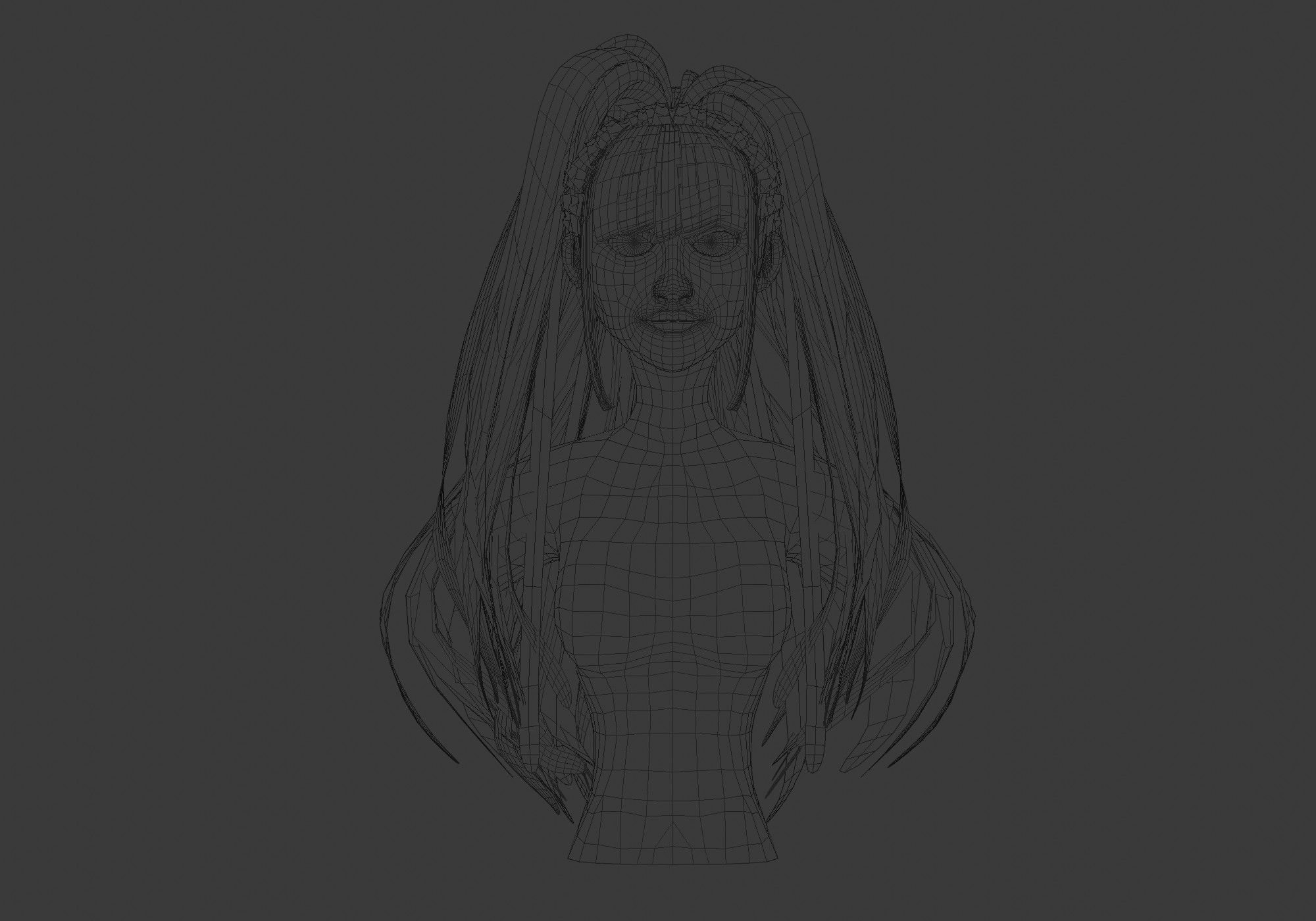 Strands Female Hairstyle 3D model_5