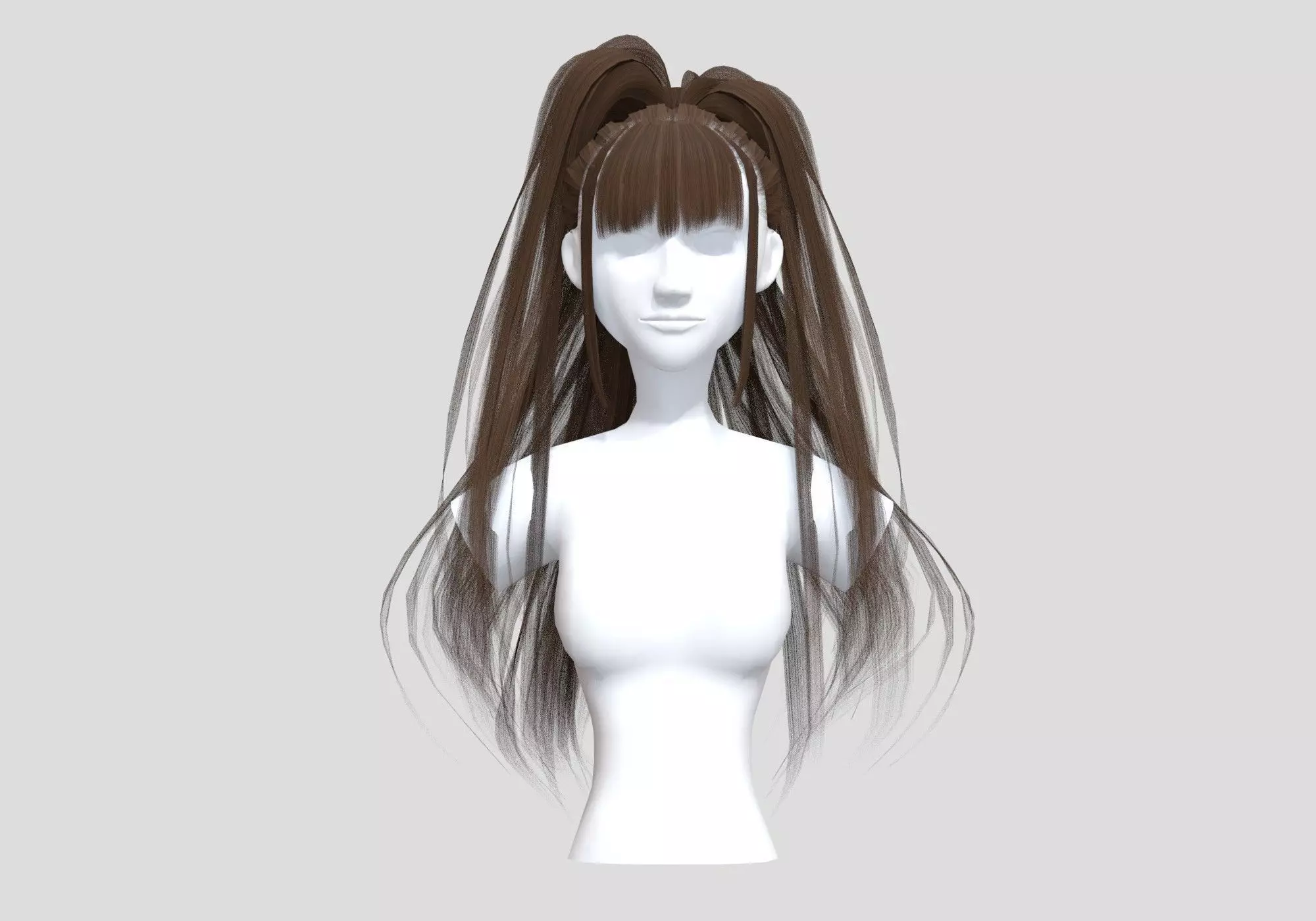 Strands Female Hairstyle 3D model_0