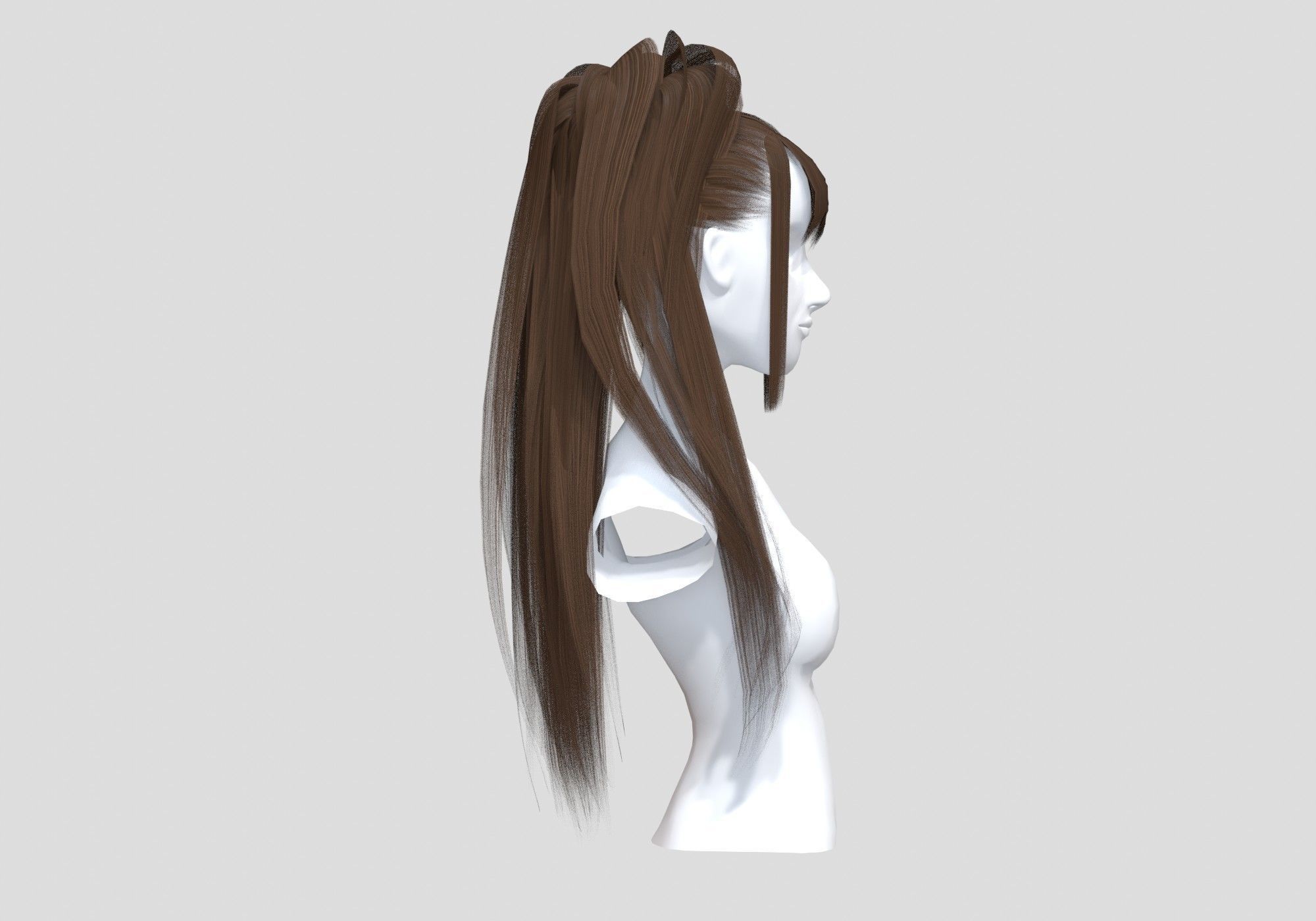 Strands Female Hairstyle 3D model_2
