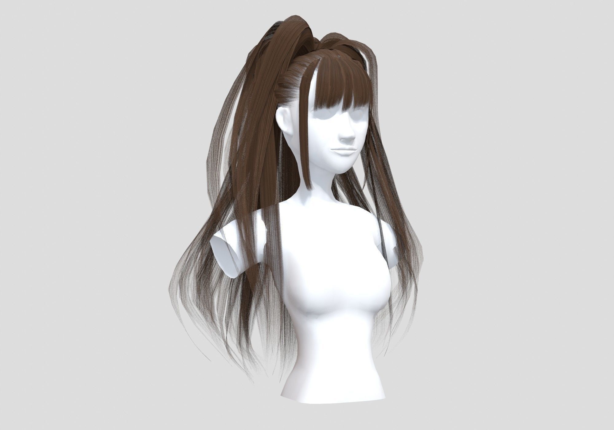 Strands Female Hairstyle 3D model_1